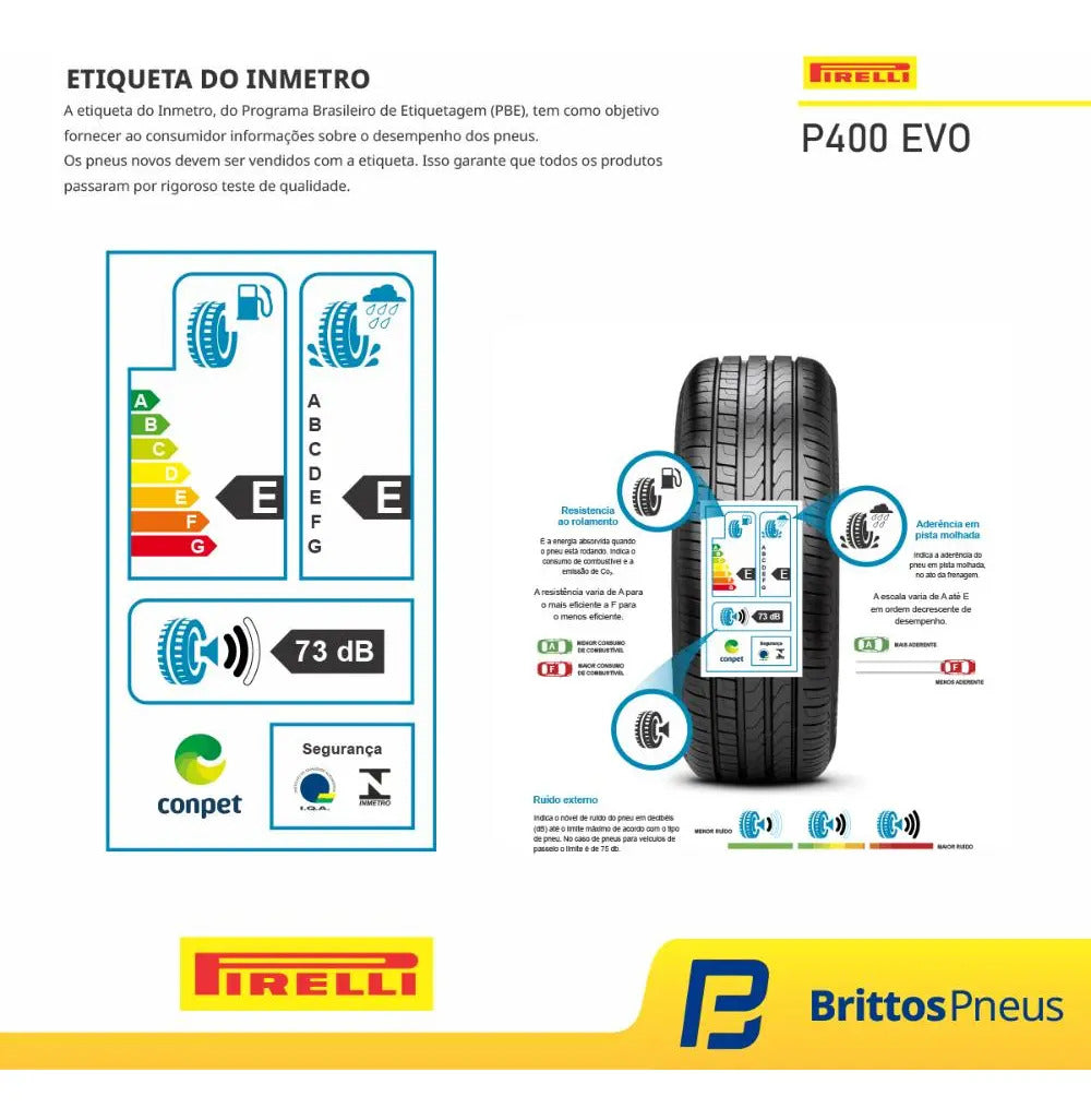 Kit 4 Pneus Pirelli Aro 16 P400 Evo 205/55 R16 91v V - Imagem 6